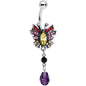 Red Yellow Purple Art Deco Butterfly Dangle Belly Ring