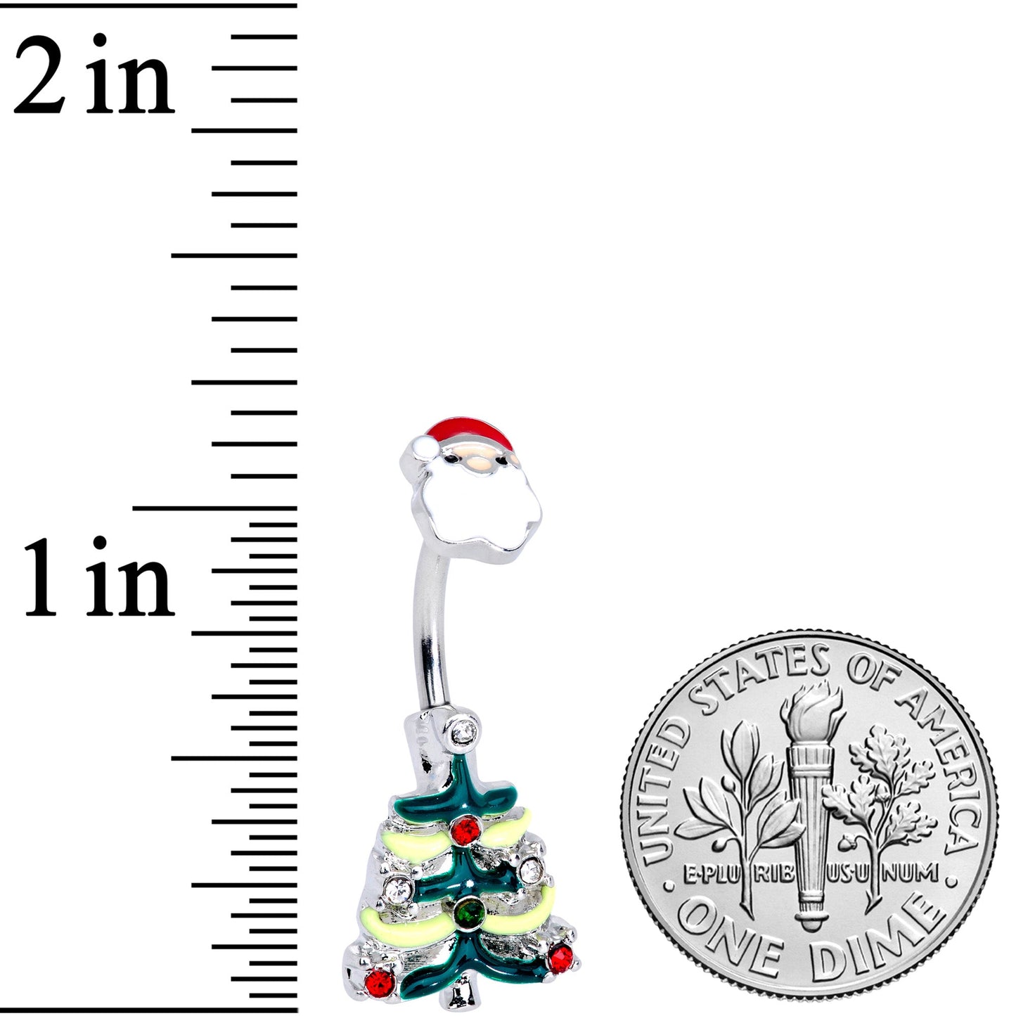 Red Gem Santa Christmas Tree Double Mount Belly Ring