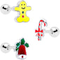 16 Gauge 1/4 Candy Gingerbread Christmas Cartilage Tragus Set of 3