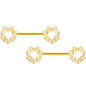 14 Gauge 9/16 Clear CZ Gem Gold Hue Fancy Heart Barbell Nipple Ring Set