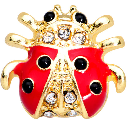16 Gauge 1/4 Clear Black Gem Gold Tone Ladybug Cartilage Tragus Earring