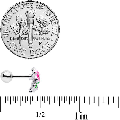 16 Gauge 1/4 Clear Gem Tropical Flower Cartilage Tragus Earring