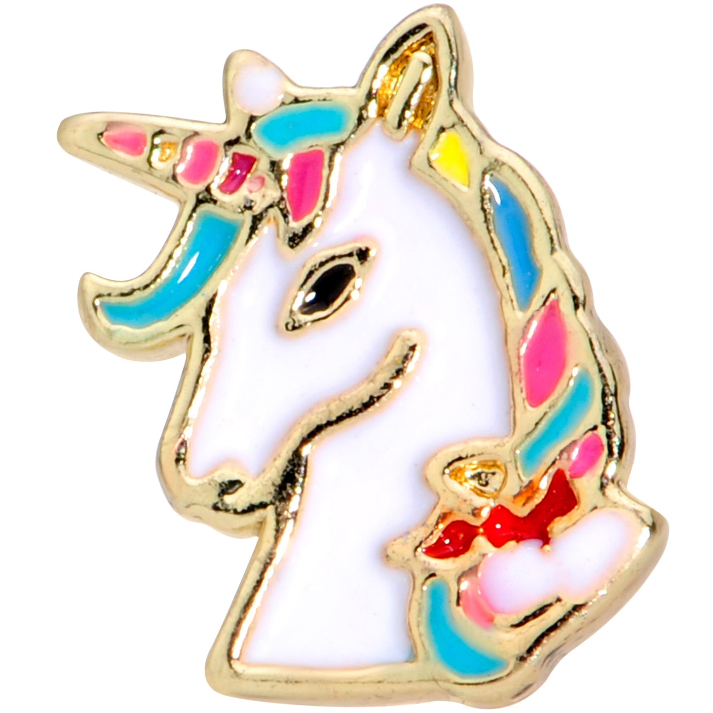 16 Gauge 1/4 Gold Tone Rainbow Unicorn Cartilage Tragus Earring