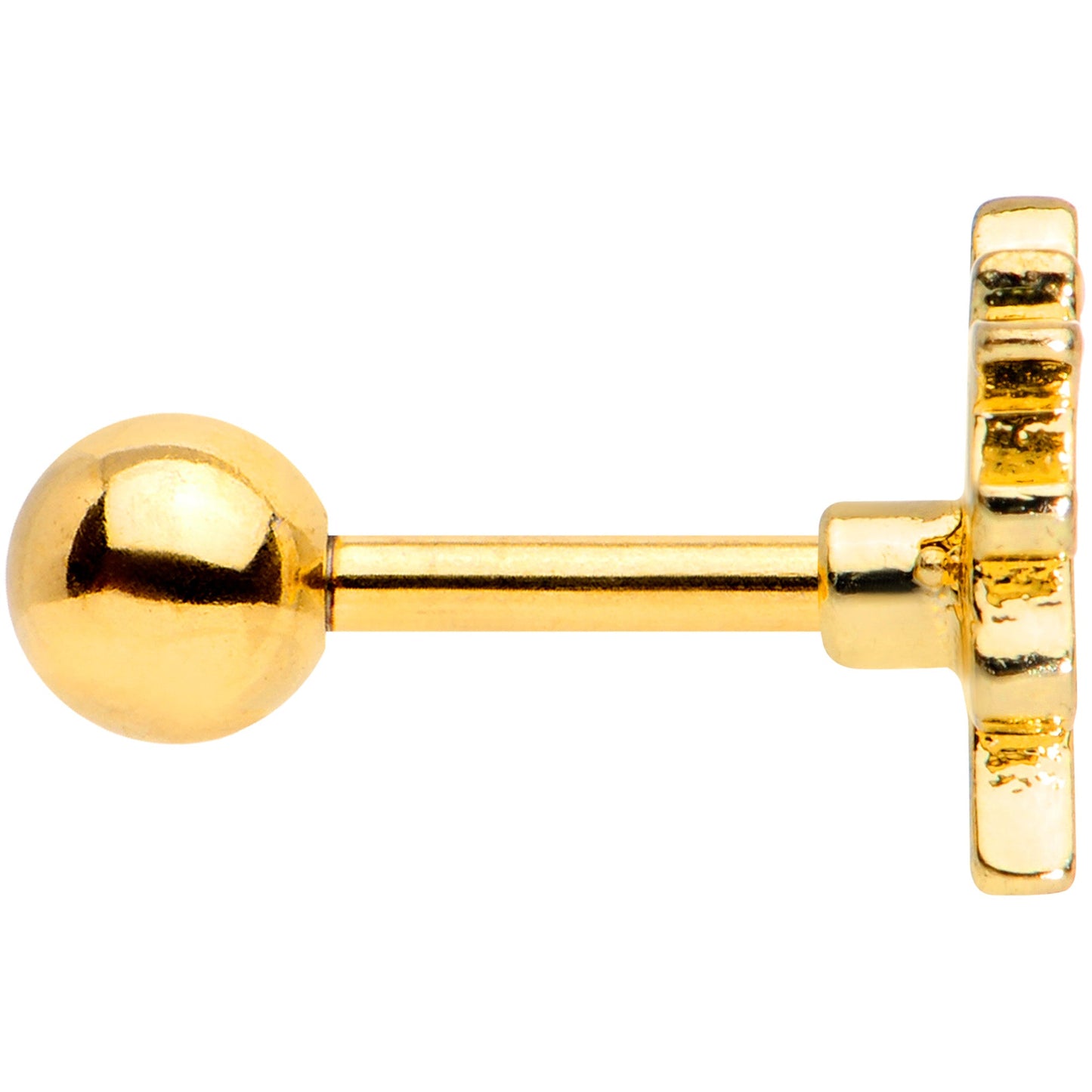 16 Gauge 1/4 Gold Tone Rainbow Unicorn Cartilage Tragus Earring