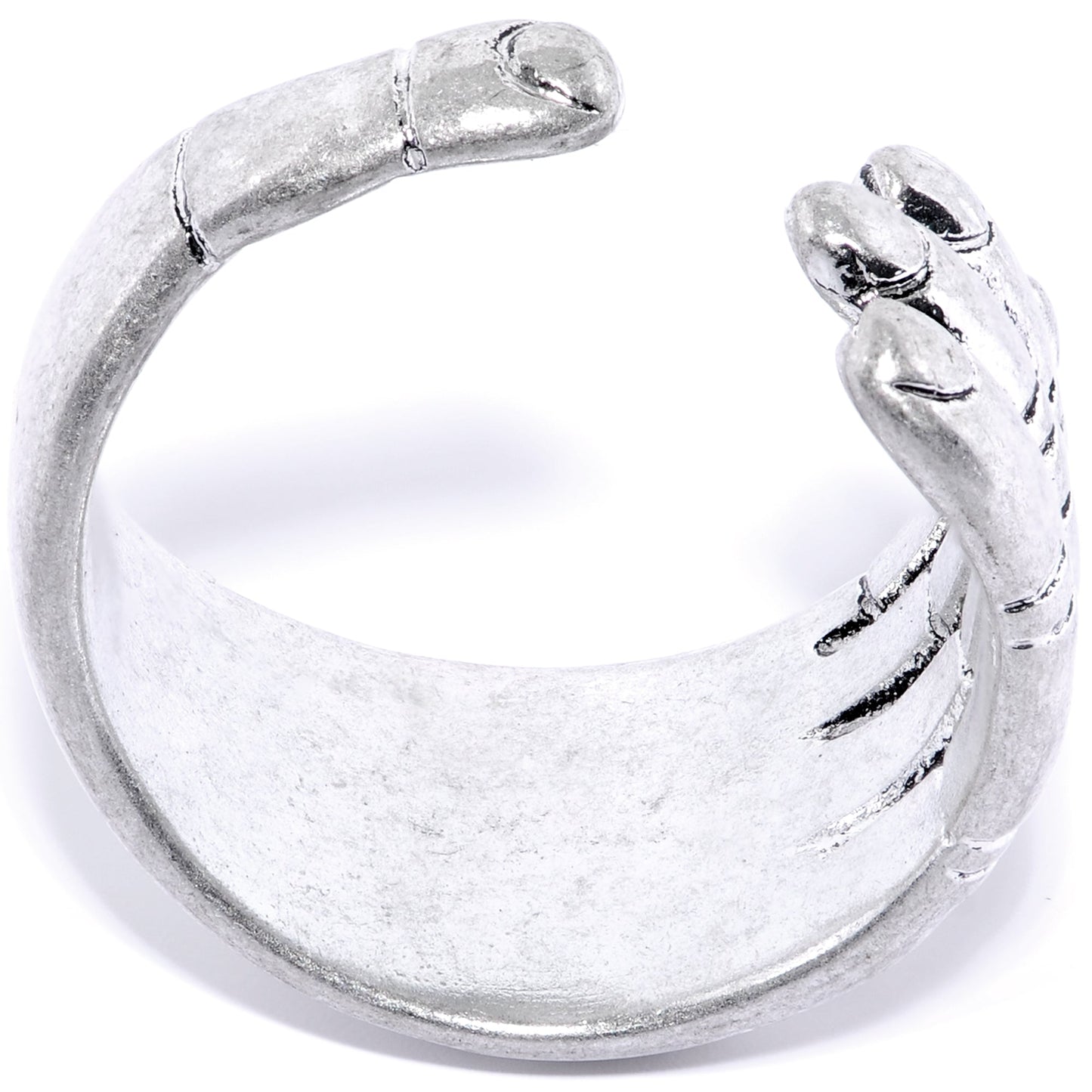 Rhodium Plated Hold Hands Toe Ring