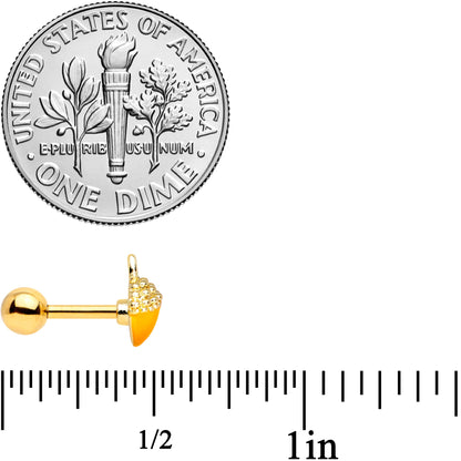 16 Gauge 1/4 Gold Tone Orange Acorn Cartilage Tragus