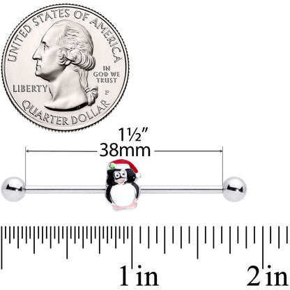 14 Gauge Santa Hat Penguin Christmas Industrial Barbell 38mm