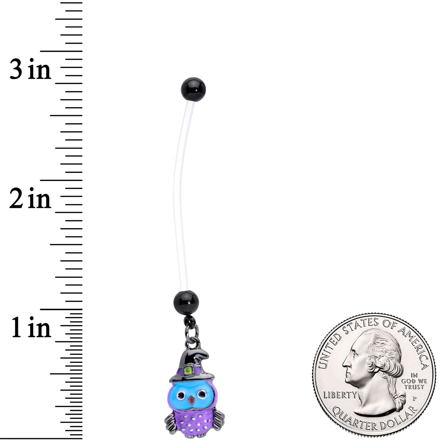 Clear Bioplast Blue Purple Witch Owl Dangle Pregnancy Belly Ring