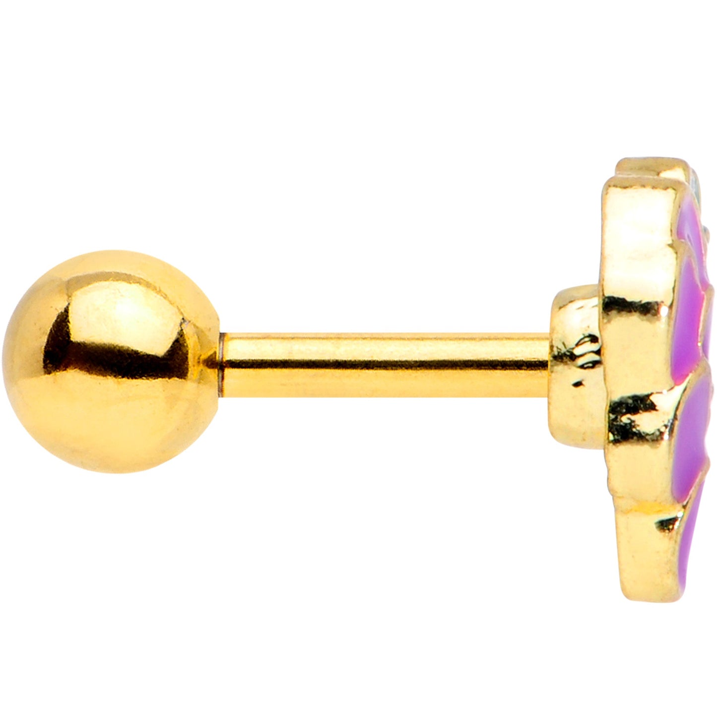 16 Gauge 1/4 Gold Tone Sweet Purple Grapes Cartilage Tragus Earring