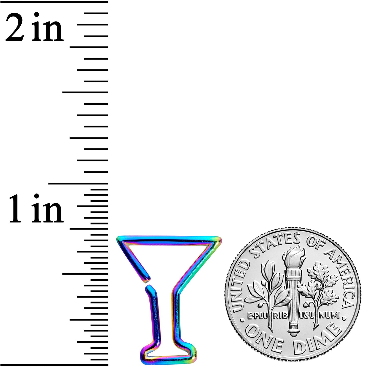 16 Gauge 5/16 Rainbow Plated Bottoms Up Wine Glass Closure Ring