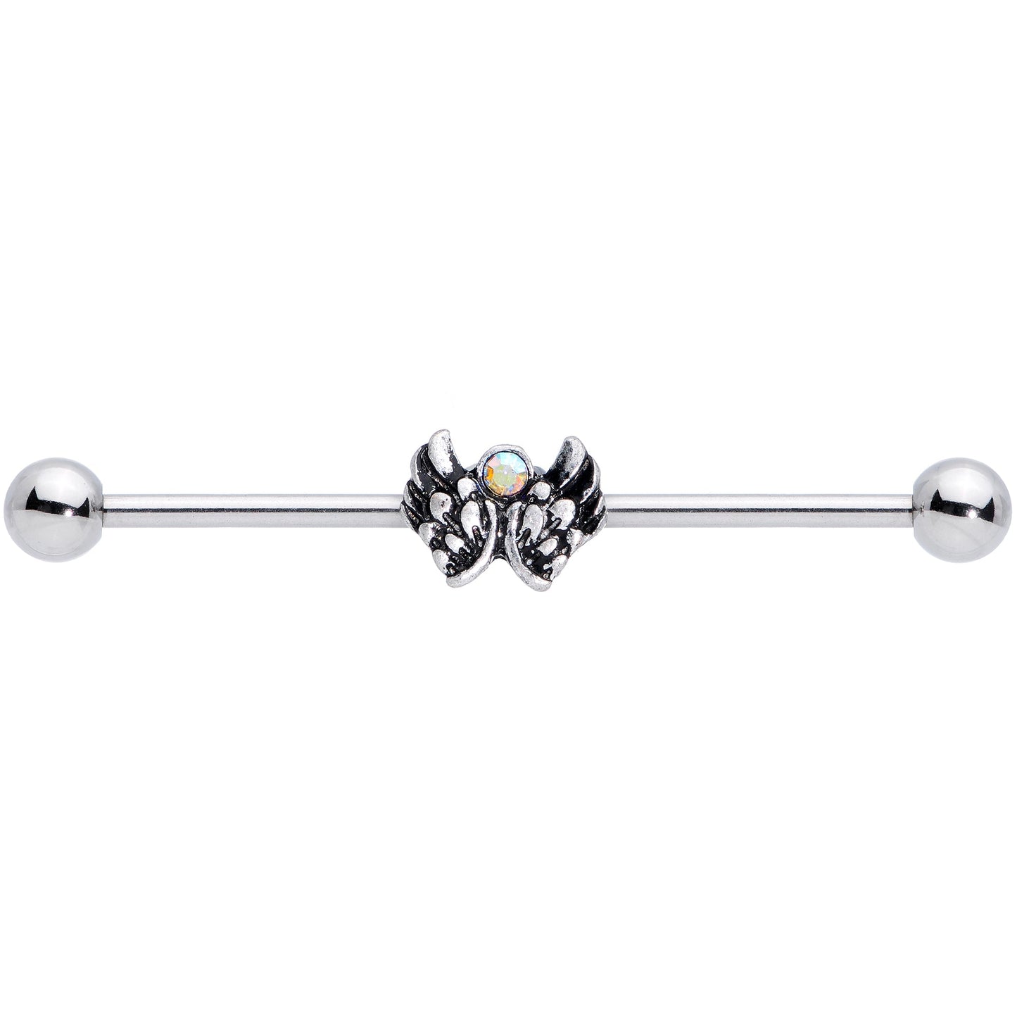 14 Gauge Aurora Gem Angel Wings Christmas Industrial Barbell 38mm