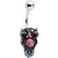 Black Gem Pink Orb Owl Belly Ring