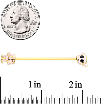 14 Gauge Black Gem Gold Tone Mummy Halloween Industrial Barbell 38mm