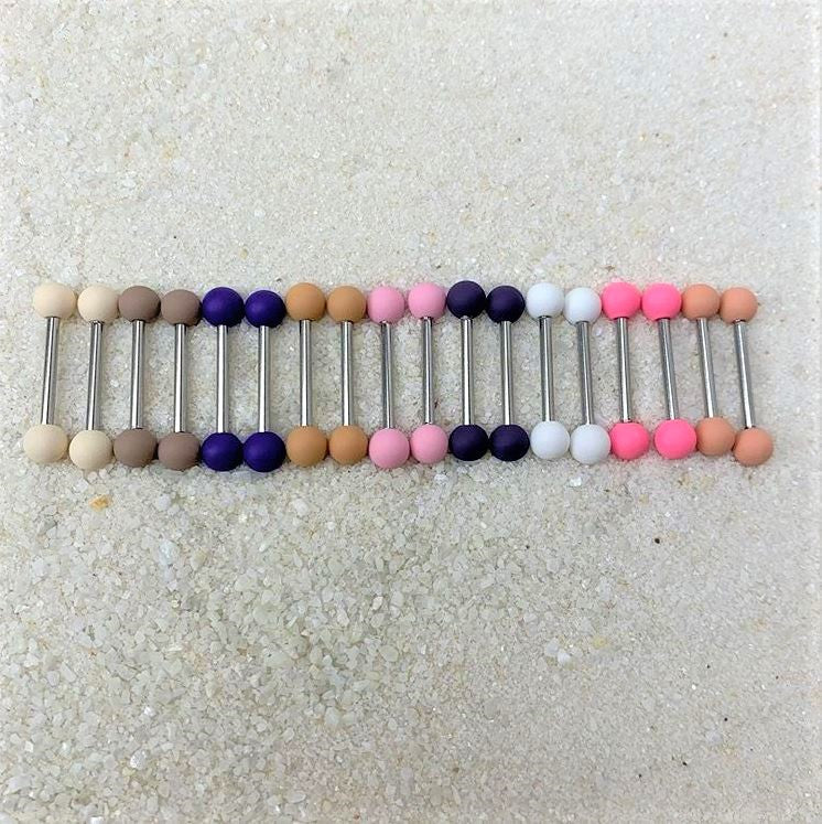 14 Gauge 9/16 Tan Matte Barbell Nipple Ring Set