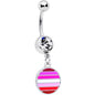 Clear Gem Lesbian Pride Flag Disc Dangle Belly Ring
