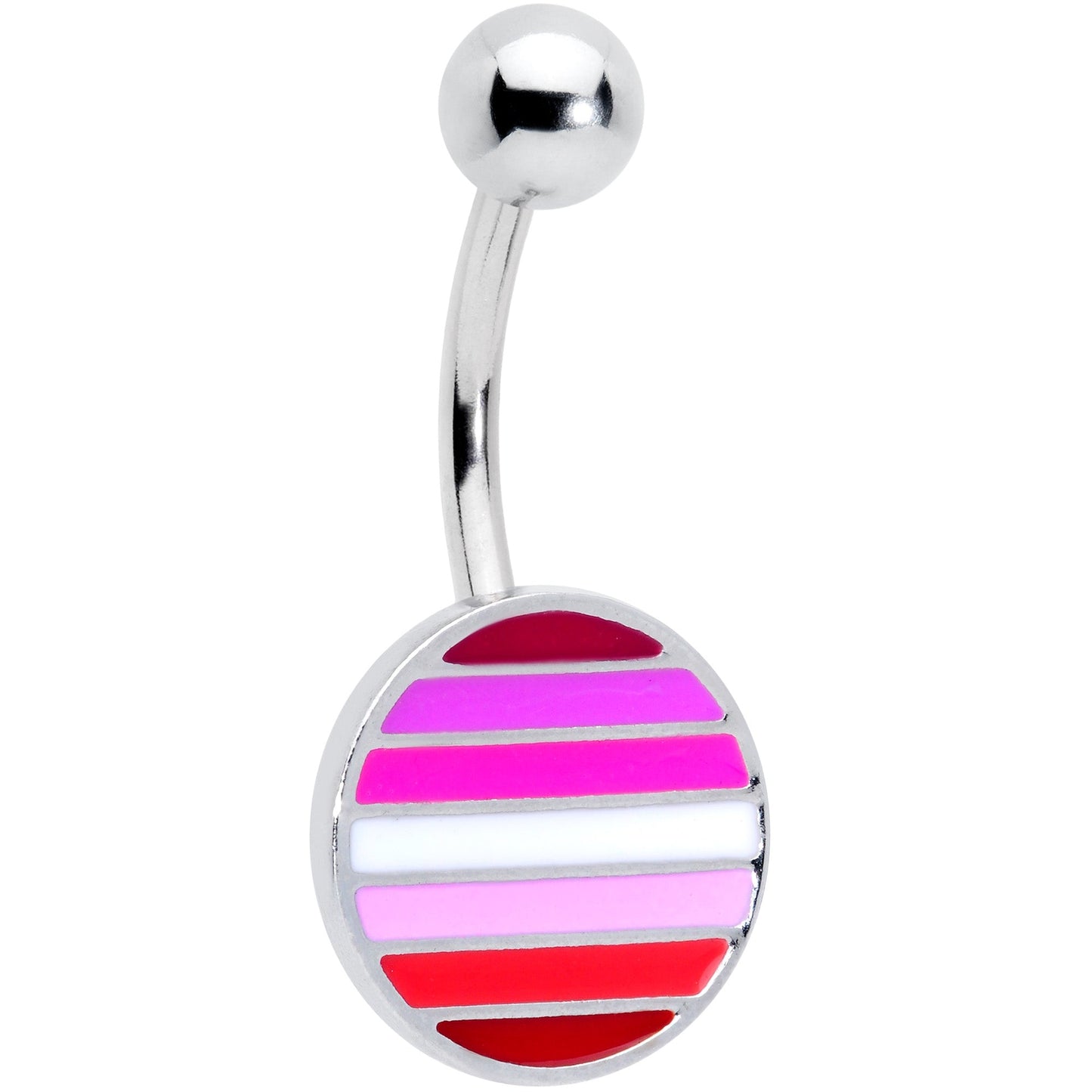 Pink Red White Lesbian Pride Flag Belly Ring