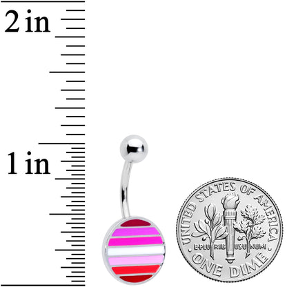 Pink Red White Lesbian Pride Flag Belly Ring