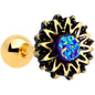 16 Gauge 1/4 Gold Tone Aqua Center Sunburst Cartilage Tragus Earring