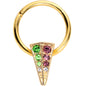 16 Gauge 3//8 Pink Green Gem Gold Tone Triangle Hinged Segment Ring