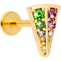 16 Gauge 3/8 Pink Green Gem Gold Tone Triangle Labret Monroe Tragus