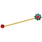 14 Gauge Green Red Gem Christmas Flower Industrial Barbell 38mm