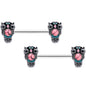 14 Gauge 9/16 Black Gem Pink Orb Owl Barbell Nipple Ring Set