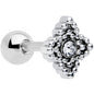 16 Gauge 1/4 Clear Gem Textured Cross Cartilage Tragus Earring