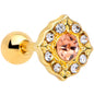 16 Gauge 1/4 Pink Clear Gem Gold Tone Elegant Cartilage Tragus Earring