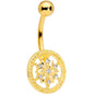 Clear Gem Gold Tone Floral Finery Flower Belly Ring