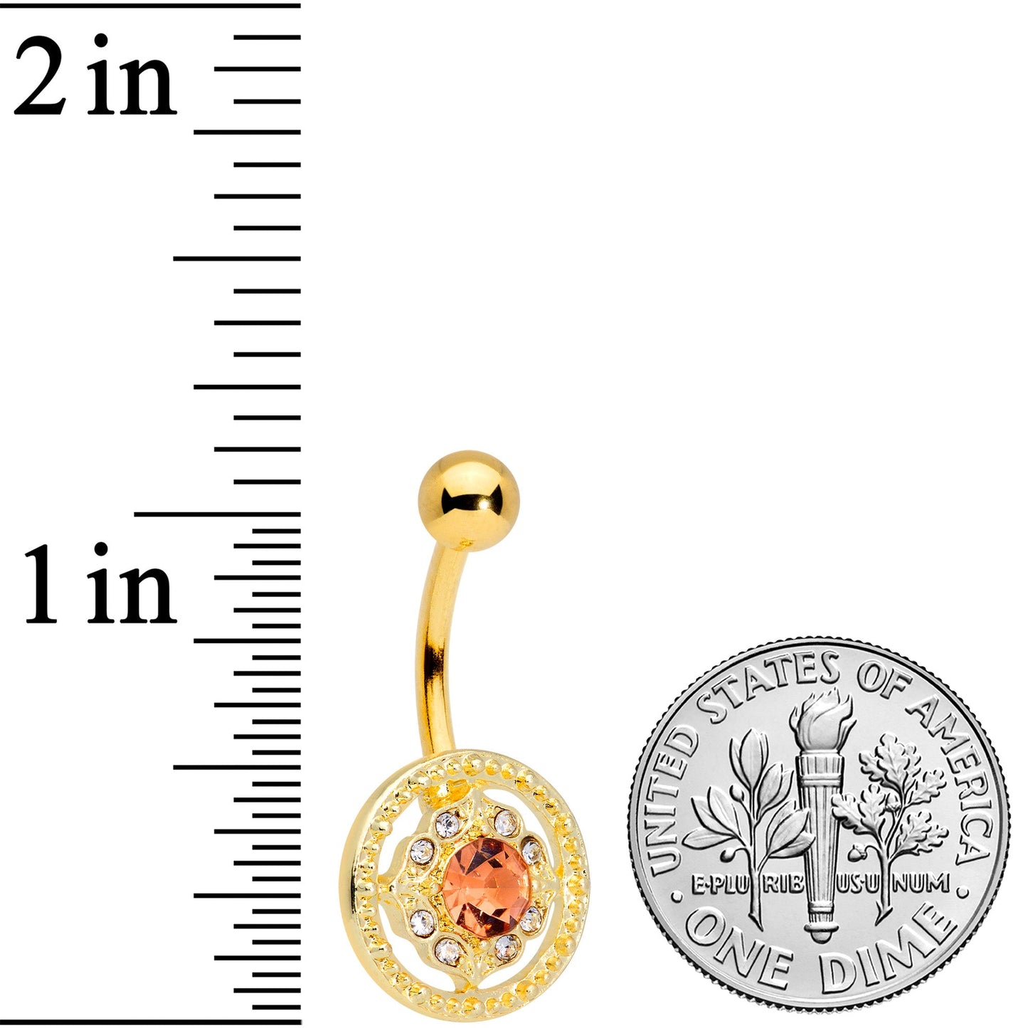 Clear Pink Gem Gold Tone Ring of Retro Belly Ring