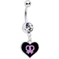 Clear Gem Lesbian Love Heart Dangle Belly Ring