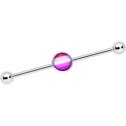 14 Gauge Pink Red White Lesbian Pride Flag Industrial Barbell 38mm