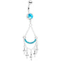 Aqua Gem Double Drama Chandelier Dangle Belly Ring