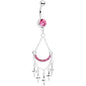Pink Gem Double Drama Chandelier Dangle Belly Ring