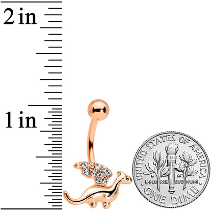 Clear Gem Rose Gold Tone Darling Dragon Belly Ring
