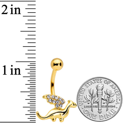 Clear Gem Gold Tone Darling Dragon Belly Ring