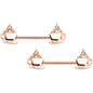 14 Gauge 9/16 Rose Gold Tone Hot Cocoa Barbell Nipple Ring Set