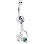 Clear Gem Sweet Flower Heart Dangle Belly Ring