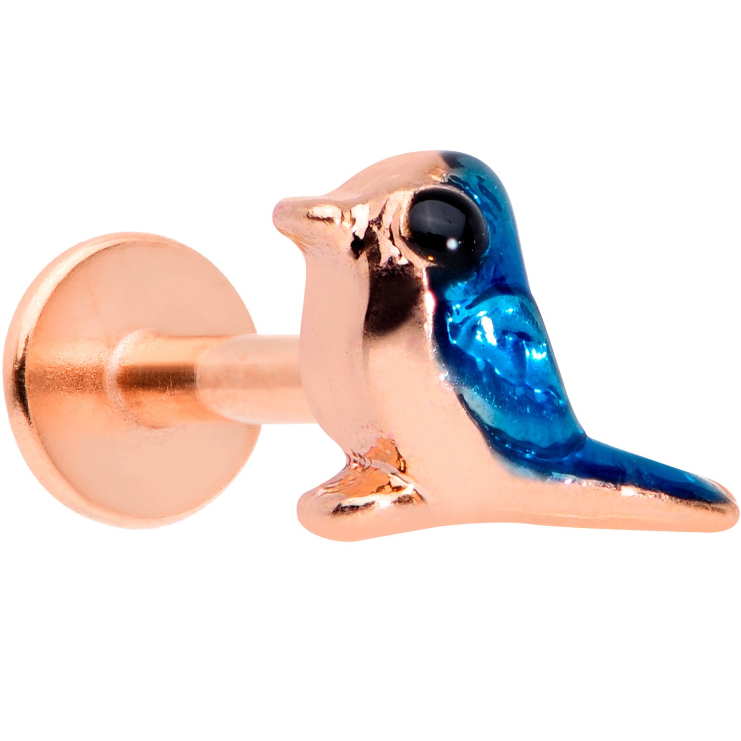 16 Gauge 5/16 Rose Gold Tone Blue Bird Labret Monroe Tragus