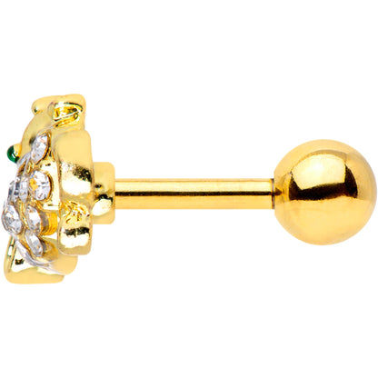 16 Gauge 1/4 Clear Gem Gold Tone Mouse Cartilage  Tragus Earring
