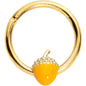 16 Gauge 3/8 Gold Tone Orange Acorn Hinged Segment Ring