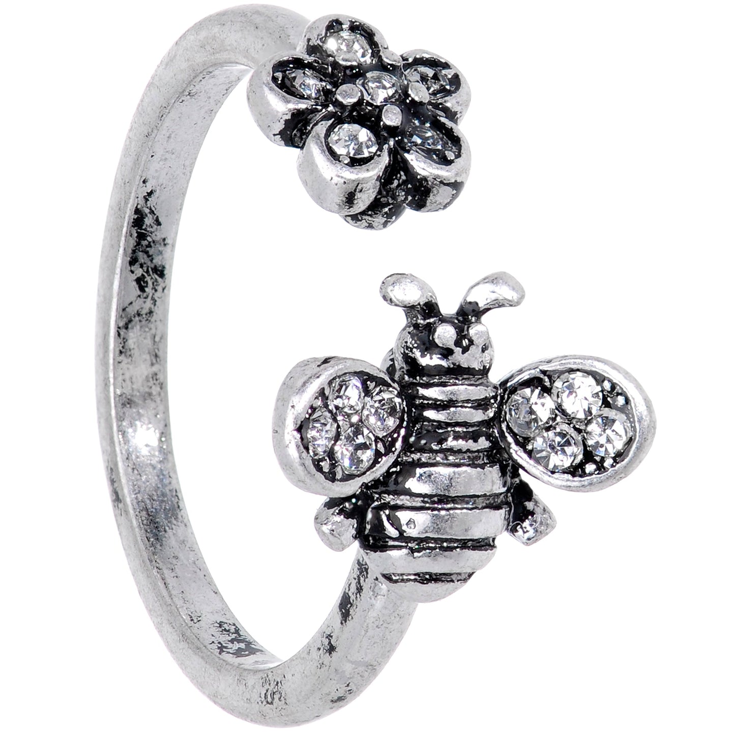 Clear Gem Summer Bee Blossom Flower Toe Ring