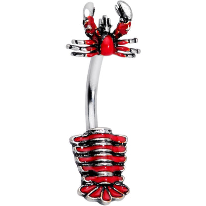 Red Nautical Lobster Double Mount Belly Ring