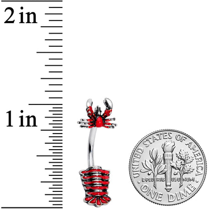 Red Nautical Lobster Double Mount Belly Ring