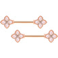 14 Gauge 5/8 Clear Gem Rose Gold Tone Rhombus Barbell Nipple Ring Set