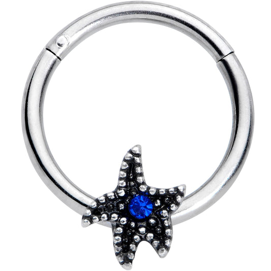 16 Gauge 3/8 Blue Gem Super Starfish Nautical Hinged Segment Ring