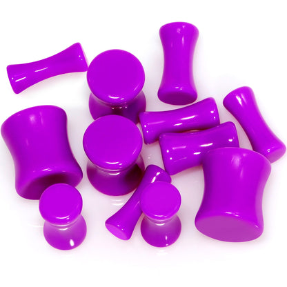 Purple Acrylic Saddle Plug Set 8 Gauge to 00 Gauge