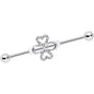 14 Gauge Clear Gem Heart Shamrock St Patricks Industrial Barbell 38mm