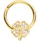 16 Gauge 3/8 Clear Gem Gold Tone Shamrock Hinged Segment Ring