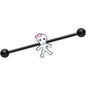 14 Gauge Black Skeleton Girl Halloween Industrial Barbell 38mm